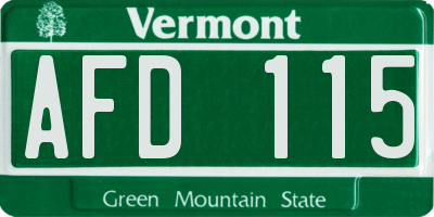 VT license plate AFD115