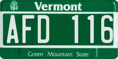 VT license plate AFD116