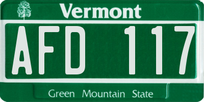 VT license plate AFD117