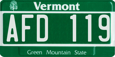VT license plate AFD119