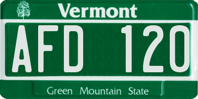 VT license plate AFD120