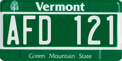 VT license plate AFD121