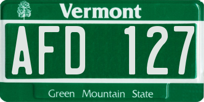 VT license plate AFD127