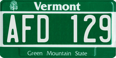VT license plate AFD129
