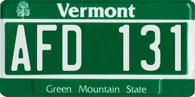 VT license plate AFD131