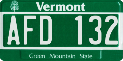 VT license plate AFD132