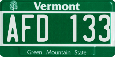 VT license plate AFD133