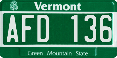VT license plate AFD136