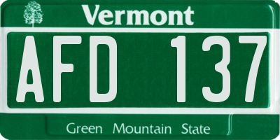 VT license plate AFD137