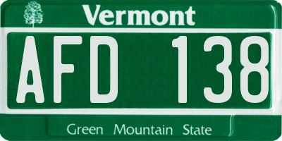 VT license plate AFD138