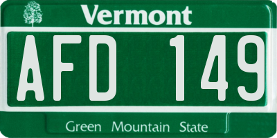 VT license plate AFD149