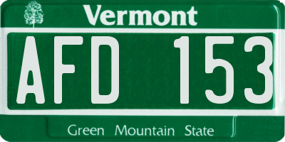 VT license plate AFD153
