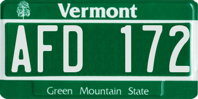 VT license plate AFD172