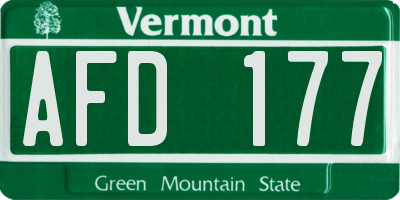 VT license plate AFD177