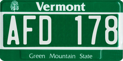 VT license plate AFD178