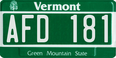 VT license plate AFD181