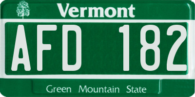 VT license plate AFD182
