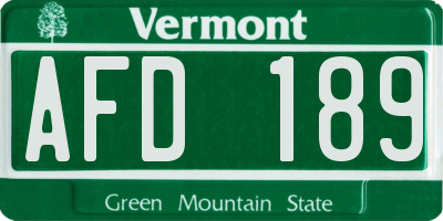 VT license plate AFD189