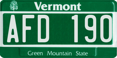 VT license plate AFD190
