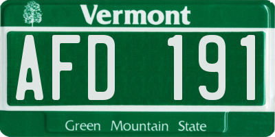 VT license plate AFD191