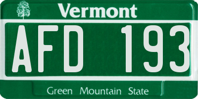 VT license plate AFD193