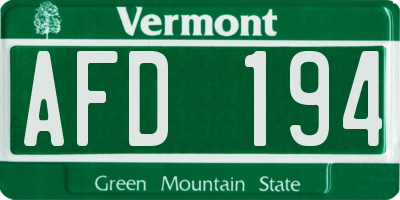 VT license plate AFD194