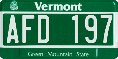 VT license plate AFD197