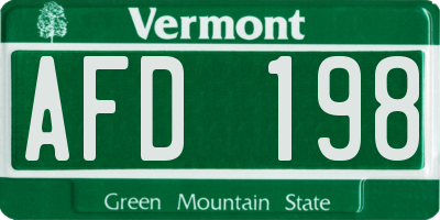 VT license plate AFD198