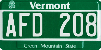 VT license plate AFD208