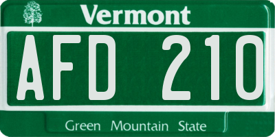 VT license plate AFD210