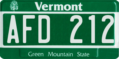 VT license plate AFD212
