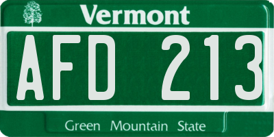 VT license plate AFD213