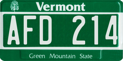 VT license plate AFD214