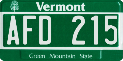 VT license plate AFD215