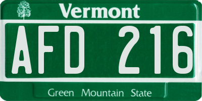 VT license plate AFD216