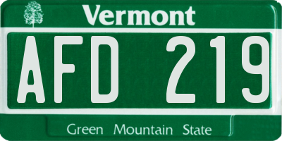 VT license plate AFD219