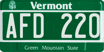 VT license plate AFD220