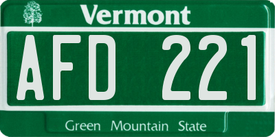 VT license plate AFD221