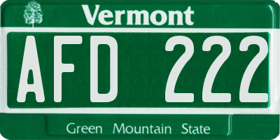 VT license plate AFD222
