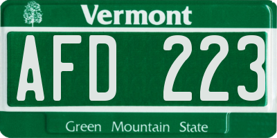VT license plate AFD223