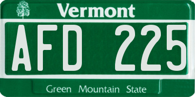 VT license plate AFD225