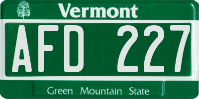 VT license plate AFD227