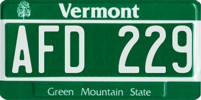 VT license plate AFD229