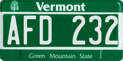 VT license plate AFD232