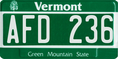 VT license plate AFD236
