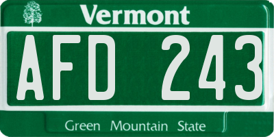 VT license plate AFD243