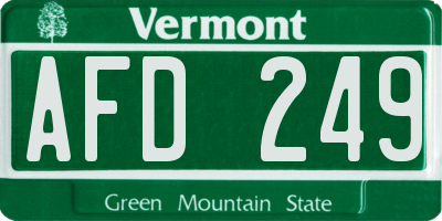 VT license plate AFD249