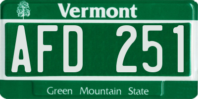 VT license plate AFD251