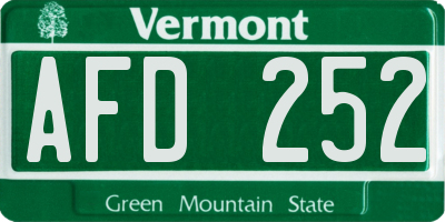 VT license plate AFD252