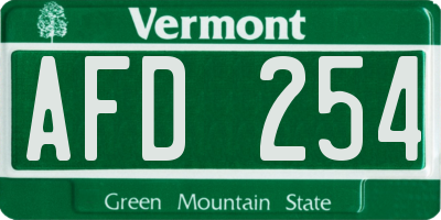 VT license plate AFD254
